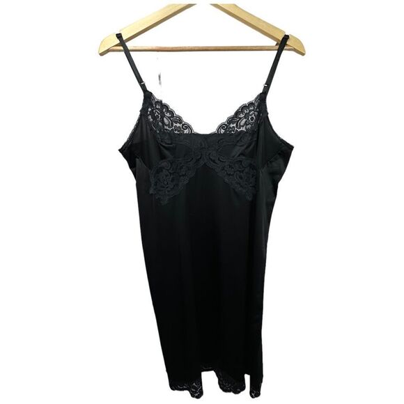 Vintage Vanity Fair Black Lace Slip Dress - Picture 1 of 6